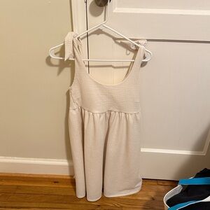 Lulus Cute Certainty Ivory Textured Ribbed Knit Tie-strap Mini Dress White